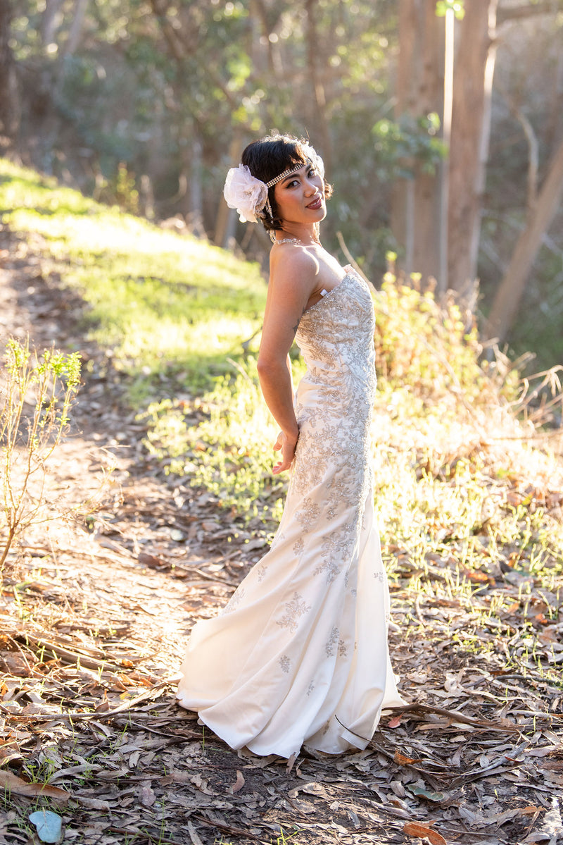 Headband, Headdress. Vintage Materials- Antique Silver Lace. Adjustable Bridal Headpiece by The House of Kat Swank. Ready to Ship. One of a Kind.