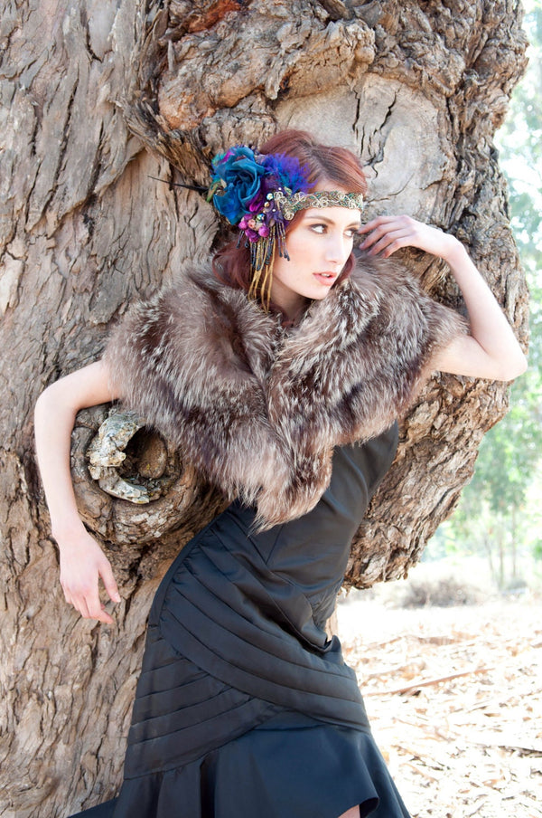 Headband, Headdress- Made to Order, Bespoke, Your Custom Colors- The Joanna Headpiece, by The House of Kat Swank. One of a Kind.