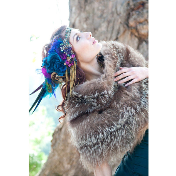 Headband, Headdress- Made to Order, Bespoke, Your Custom Colors- The Joanna Headpiece, by The House of Kat Swank. One of a Kind.