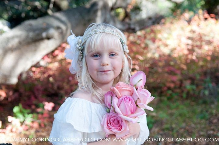 Headband, Headdress. Made to Order, Bespoke. Your Custom Colors. Vintage Materials. Adjustable Bridal Headpiece Flower Girl by The House of Kat Swank. One of a Kind.