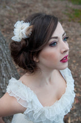 Hair Clip. Ivory and Beige. Peacock Bridal Headpiece. Whimsical Winter Wheat, by The House of Kat Swank.