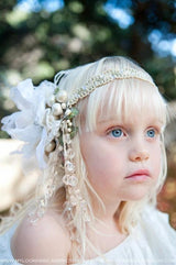 Headband, Headdress. Made to Order, Bespoke. Your Custom Colors. Vintage Materials. Adjustable Bridal Headpiece Flower Girl by The House of Kat Swank. One of a Kind.