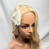 Hair Clip, Bridal Headpiece. White & Off-White Bridal Feathers. Not Your Average Bride, Fascinator by The House of Kat Swank. One of a Kind. Ready to Ship.