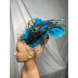 Hair Clip, Fascinator. Turquoise & Black. Don’t Be Shy Little Peacock! By The House of Kat Swank. Ready to Ship. One of a Kind.