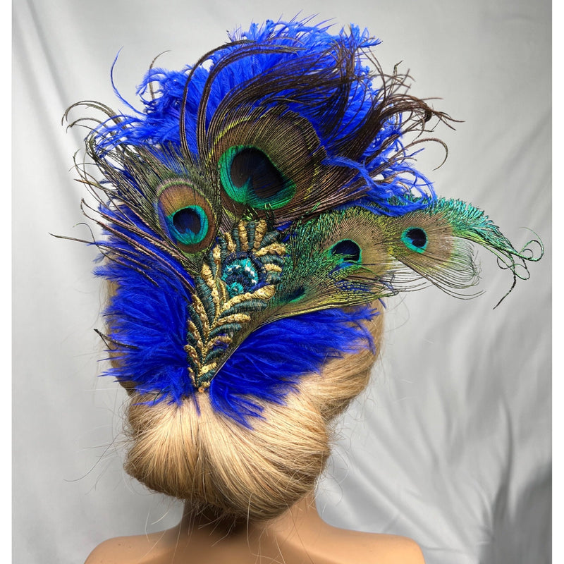 Hair Clip, Royal Blue. Don’t Be Shy Little Peacock! By The House of Kat Swank. One of a Kind. Ready to Ship.