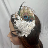 Hair Clip, Bridal Headpiece Barrette. Don’t Be Shy Little Peacock! By The House of Kat Swank. Ready to Ship. One of a Kind.