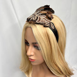 Headband, Fascinator- Bronze, Black & Brown, Beaded with Feathers, by The House of Kat Swank. Ready to Ship. One of a Kind.