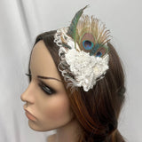 Hair Clip, Bridal Headpiece Barrette. Don’t Be Shy Little Peacock! By The House of Kat Swank. Ready to Ship. One of a Kind.