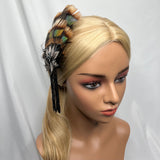 Hair Clip. Bronze, Black, & Metallic Gray, Beaded Feather Barrette by The House of Kat Swank. Ready to Ship. One of a Kind.