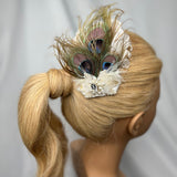 Hair Clip, Bridal Barrette. Don’t Be Shy Little Peacock! Bridal Headpiece by The House of Kat Swank. Ready to Ship. One of a Kind.