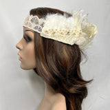 Headband, Headdress. Lovely Vintage Lace & Bow Adjustable Bridal Headpiece by The House of Kat Swank. Ready to Ship. One of a Kind. Boho. Bohemian Bride.