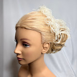 Hair Clip, Fascinator, Bridal Headpiece. Ivory Ostrich Feather with Vintage Jewels by The House of Kat Swank. Ready to Ship.