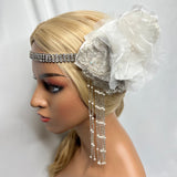 Headband, Headdress. Vintage Materials- Antique Silver Lace. Adjustable Bridal Headpiece by The House of Kat Swank. Ready to Ship. One of a Kind.