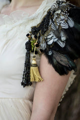 Shoulder Epaulette. Luxurious, Vintage & Antique Materials. One Of A Kind by The House of Kat Swank. Ready to Ship.