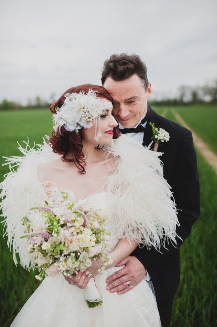 Headband, Headdress. Made to Order, Bespoke. Your Custom Colors. Vintage Materials. Adjustable Bridal Headpiece by The House of Kat Swank. One of a Kind.