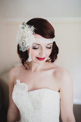 Headband, Headdress. Made to Order, Bespoke. Your Custom Colors. Vintage Materials. Adjustable Bridal Headpiece by The House of Kat Swank. One of a Kind.